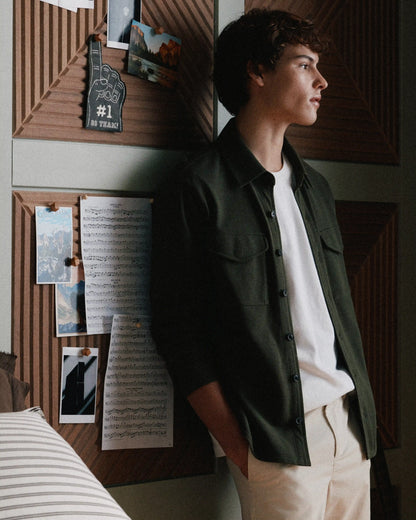Cotton Pique Knit Overshirt