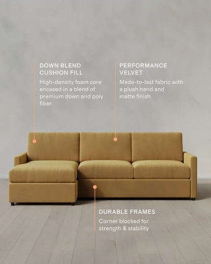 Brennan Chaise Sectional in Performance Velvet