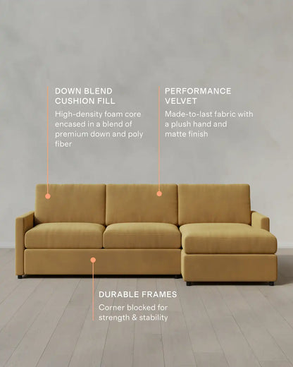 Brennan Chaise Sectional in Performance Velvet