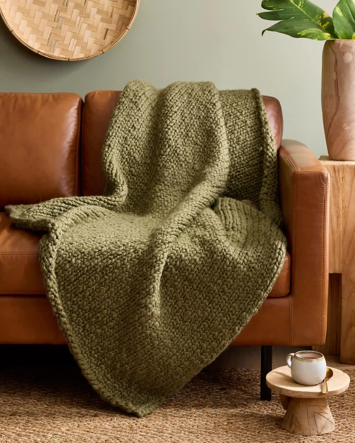 Chunky Hand Knit Wool Throw