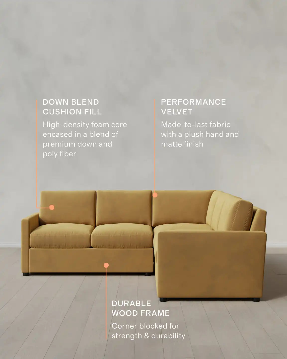 Brennan L Sectional in Performance Velvet