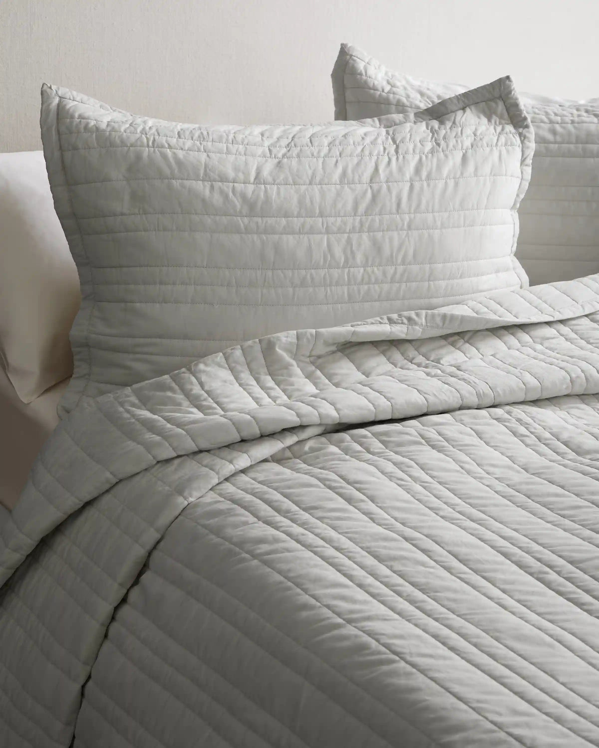 Organic Cotton Stripe Stitch Quilted Sham Set