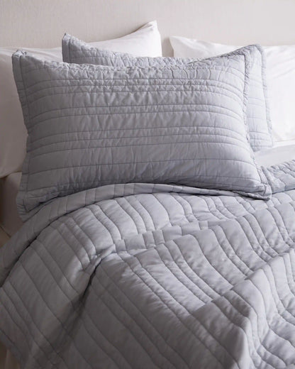 Organic Cotton Stripe Stitch Quilted Sham Set