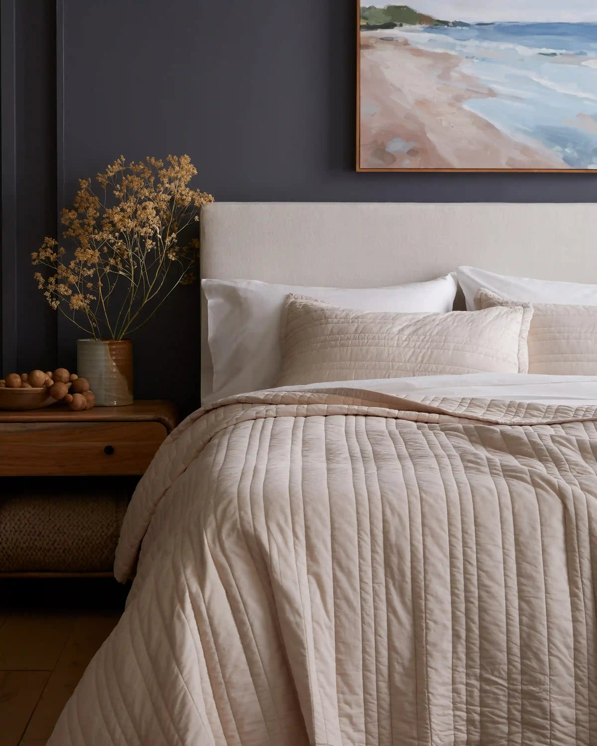 Organic Cotton Stripe Stitch Quilted Sham Set