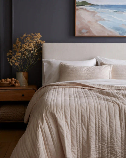 Organic Cotton Stripe Stitch Quilted Sham Set