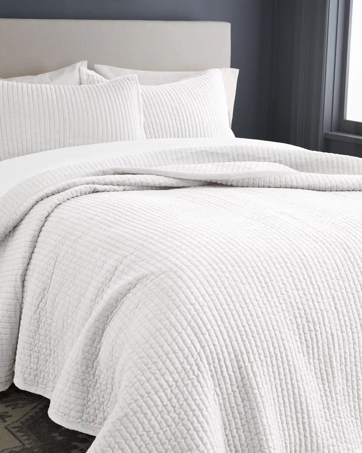 Cotton Velvet Narrow Channel Quilted Sham Set