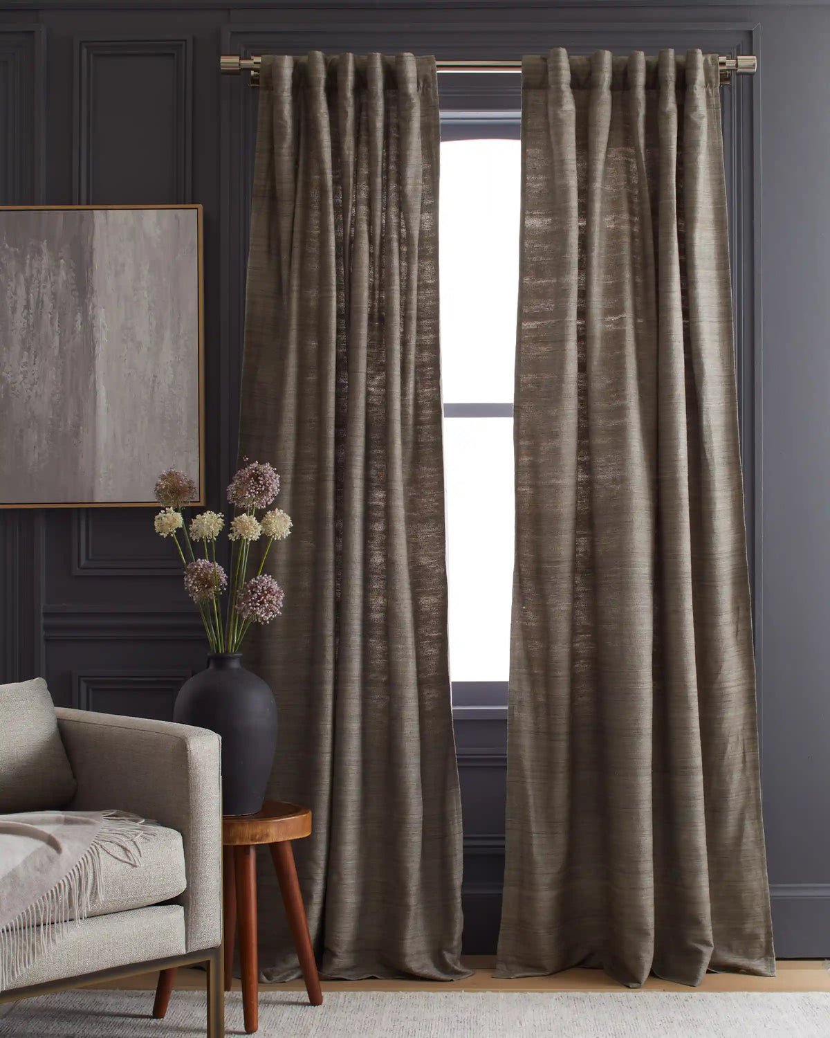 Raw Silk Curtain - Single Panel