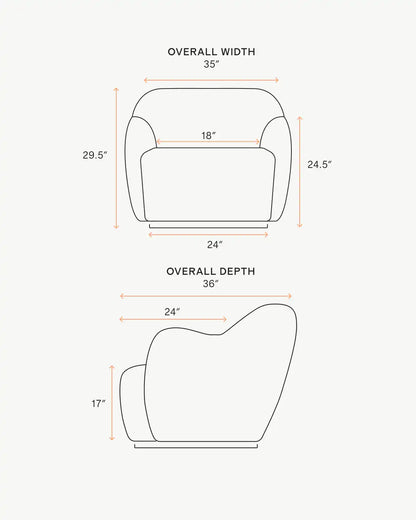 Performance Velvet Curved Arm Swivel Chair