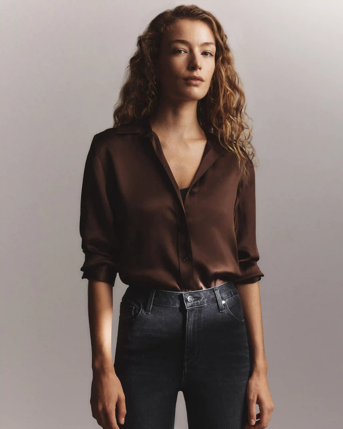 100% Washable Silk Three-Quarter Sleeve Shirt