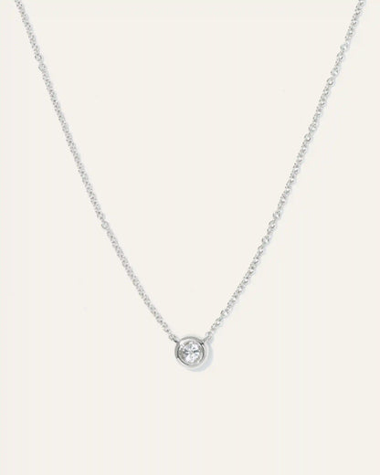 14K Gold Diamond Bezel Necklace
