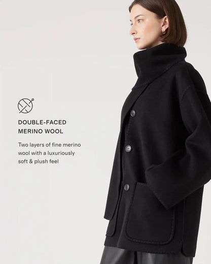Double-Faced Merino Wool Scarf Coat