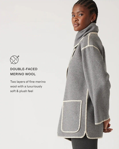 Double-Faced Merino Wool Scarf Coat