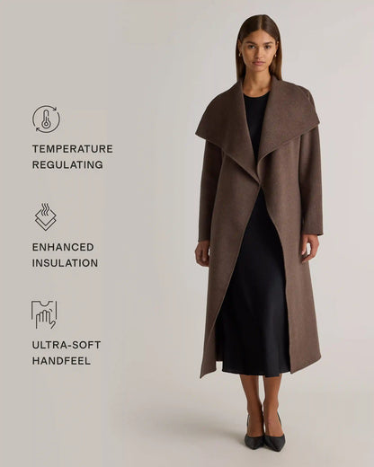 Double-Faced Merino Wool Draped Collar Short Wrap Coat