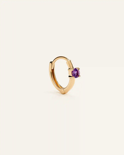 14K Gold Gemstone Tiny Huggie - Single
