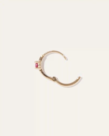 14K Gold Gemstone Tiny Huggie - Single