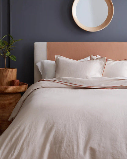 European Linen Double Embroidered Edge Duvet Cover