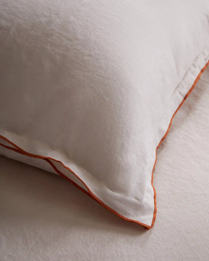 European Linen Double Embroidered Edge Duvet Cover Set