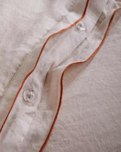 European Linen Double Embroidered Edge Duvet Cover