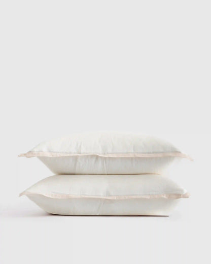 European Linen Contrast Flange Sham Set