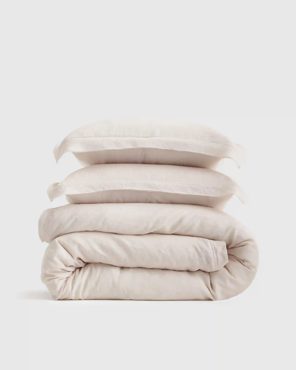 European Linen Double Flange Duvet Cover Set