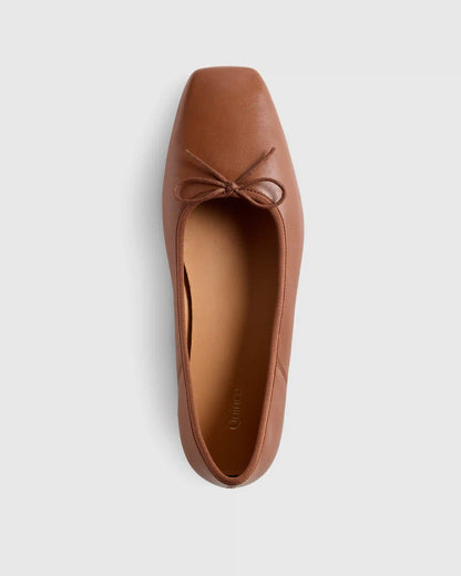 Italian Leather Square Toe Ballet Flat