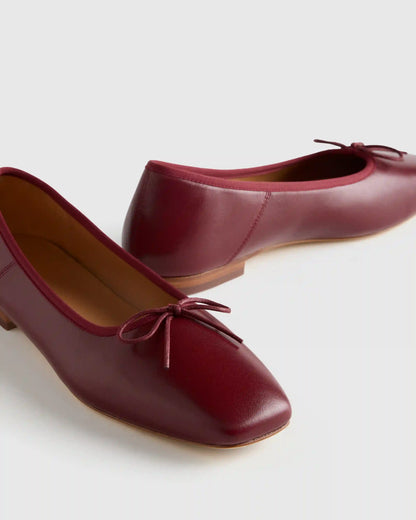 Italian Leather Square Toe Ballet Flat