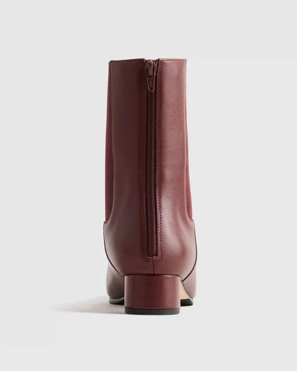Italian Leather Kitten Heel Ankle Boot