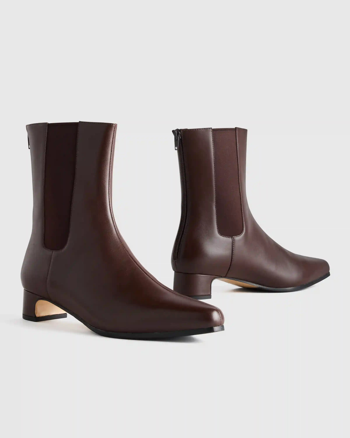 Italian Leather Kitten Heel Ankle Boot