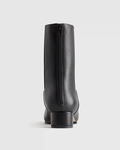 Italian Leather Kitten Heel Ankle Boot