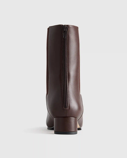 Italian Leather Kitten Heel Ankle Boot