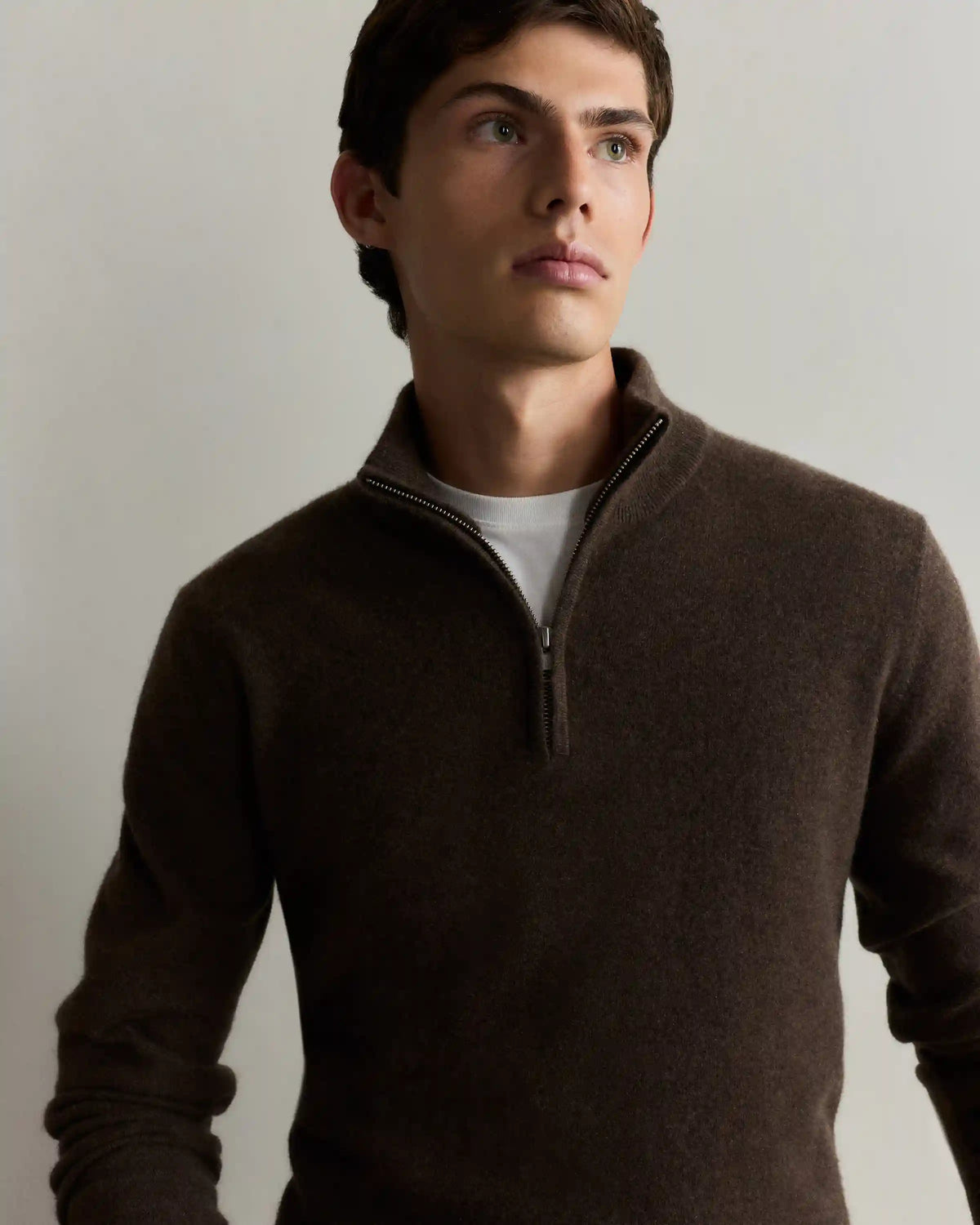 Mongolian Cashmere Quarter Zip Sweater