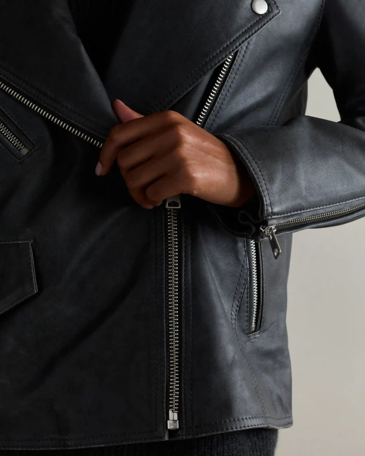 100% Leather Oversized Biker Jacket