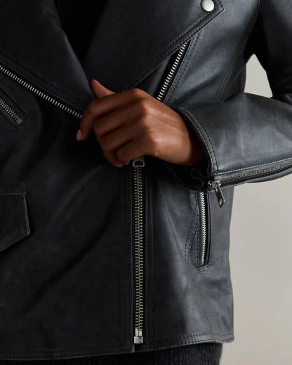 100% Leather Oversized Biker Jacket