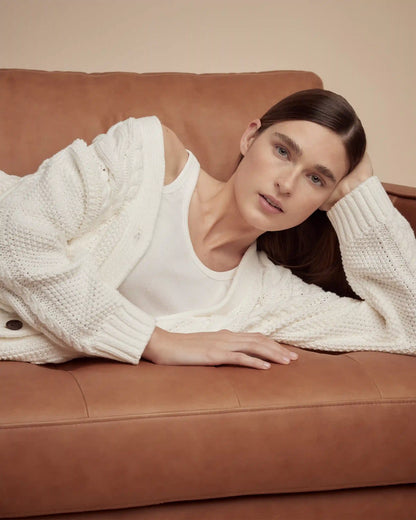 100% Organic Cotton Oversized Cable Cardigan