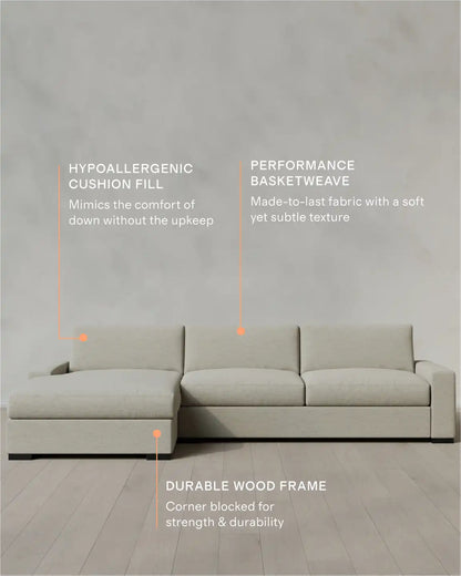 Stillman Chaise Sectional in Performance Basketweave