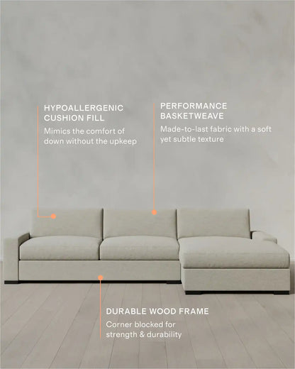 Stillman Chaise Sectional in Performance Basketweave