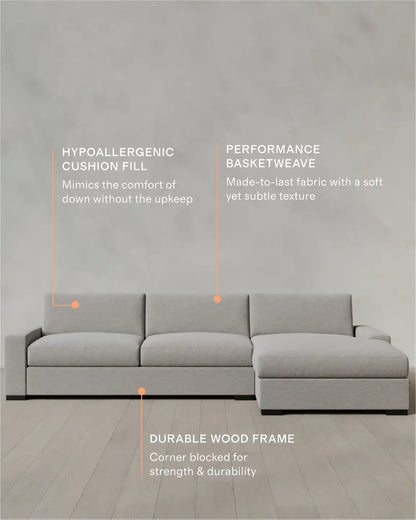 Stillman Chaise Sectional in Performance Basketweave
