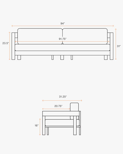 Curved Powder-Coated Aluminum Outdoor Sofa