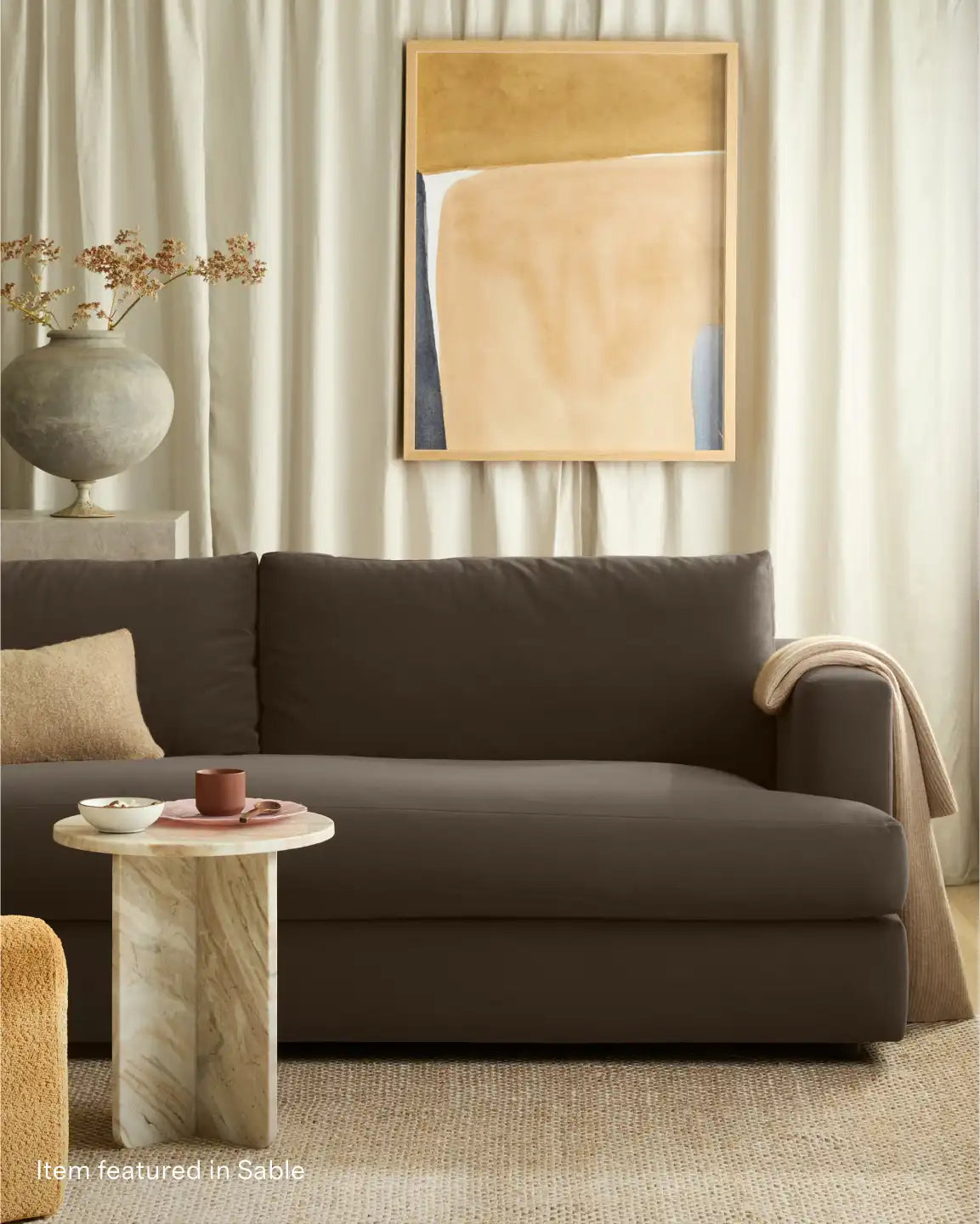 Sierra Curved Arm Sofa in Performance Velvet