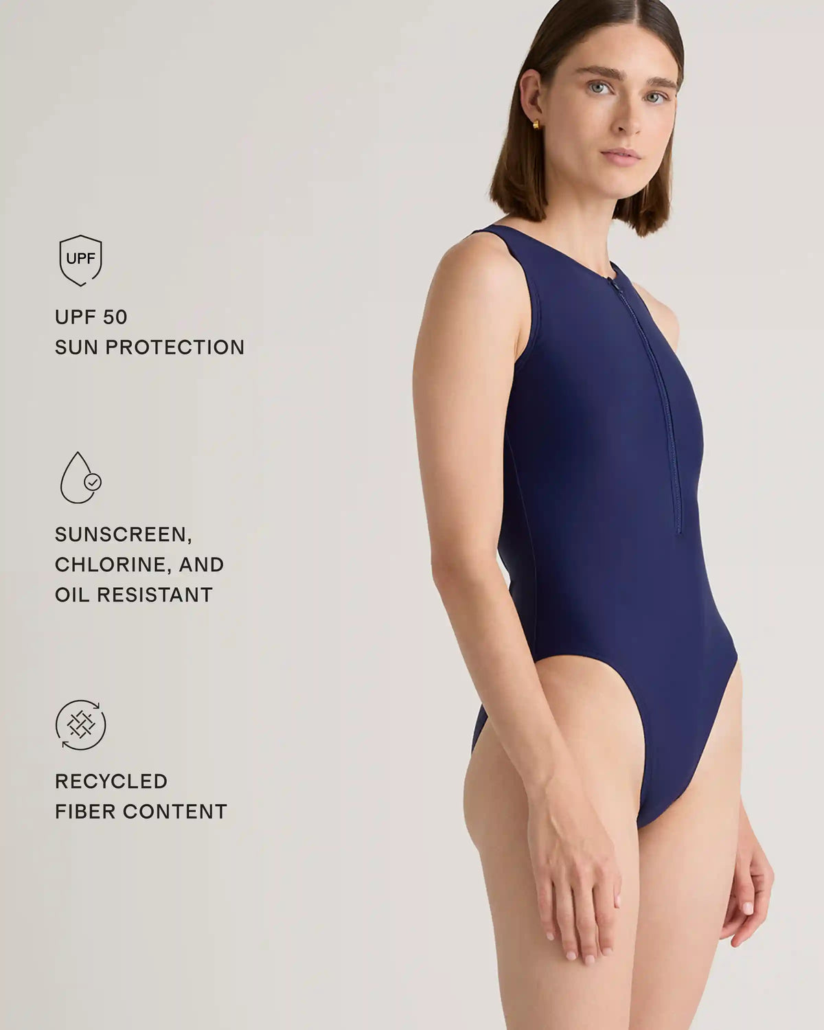 Italian Zip-Front One-Piece Swimsuit