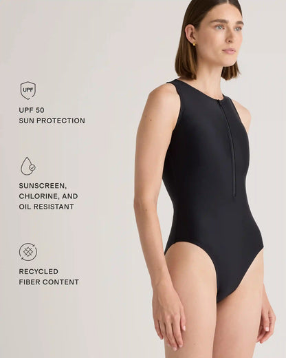 Italian Zip-Front One-Piece Swimsuit