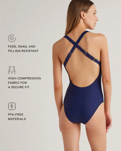 Italian Cross-Back One-Piece Swimsuit
