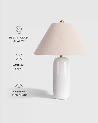 Glossy Cylindrical Ceramic Table Lamp