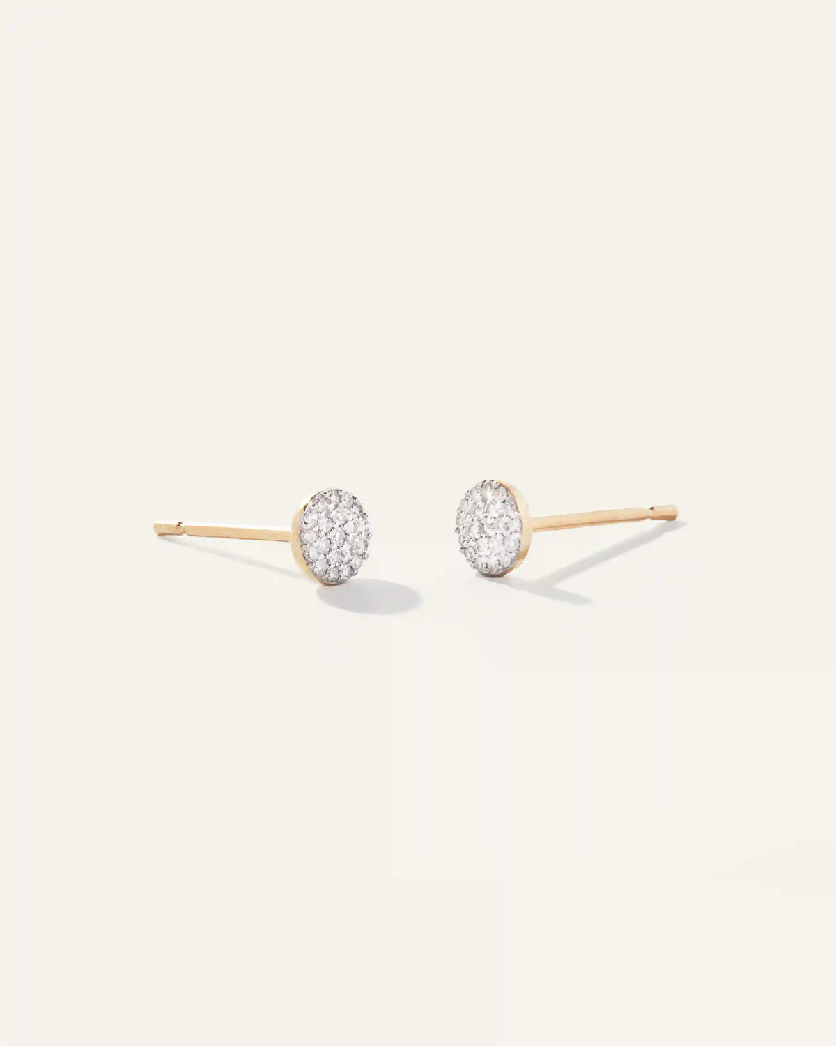 14K Gold Pave Diamond Round Studs