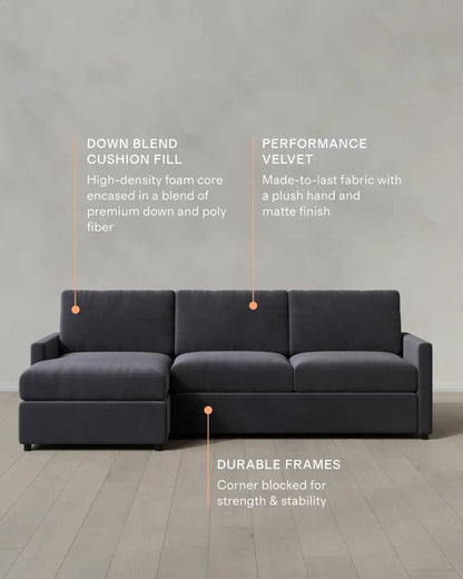 Brennan Chaise Sectional in Performance Velvet