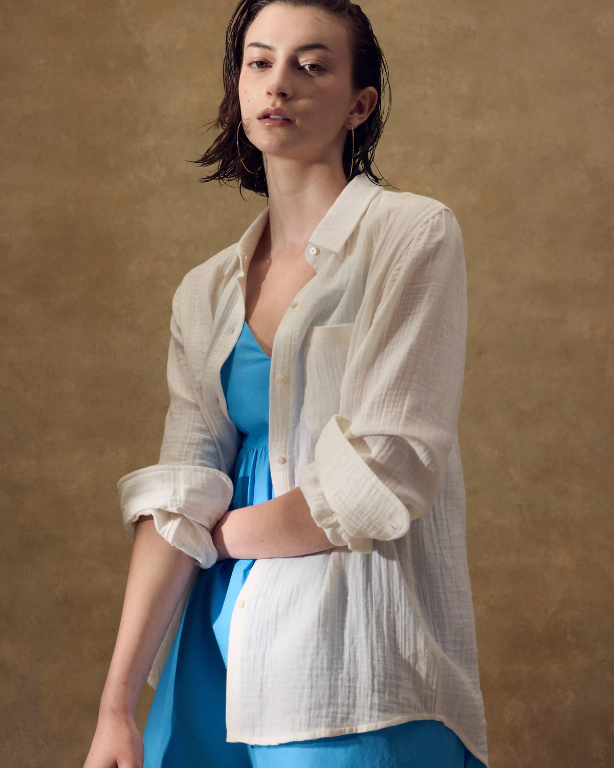 100% Organic Cotton Gauze Long Sleeve Shirt