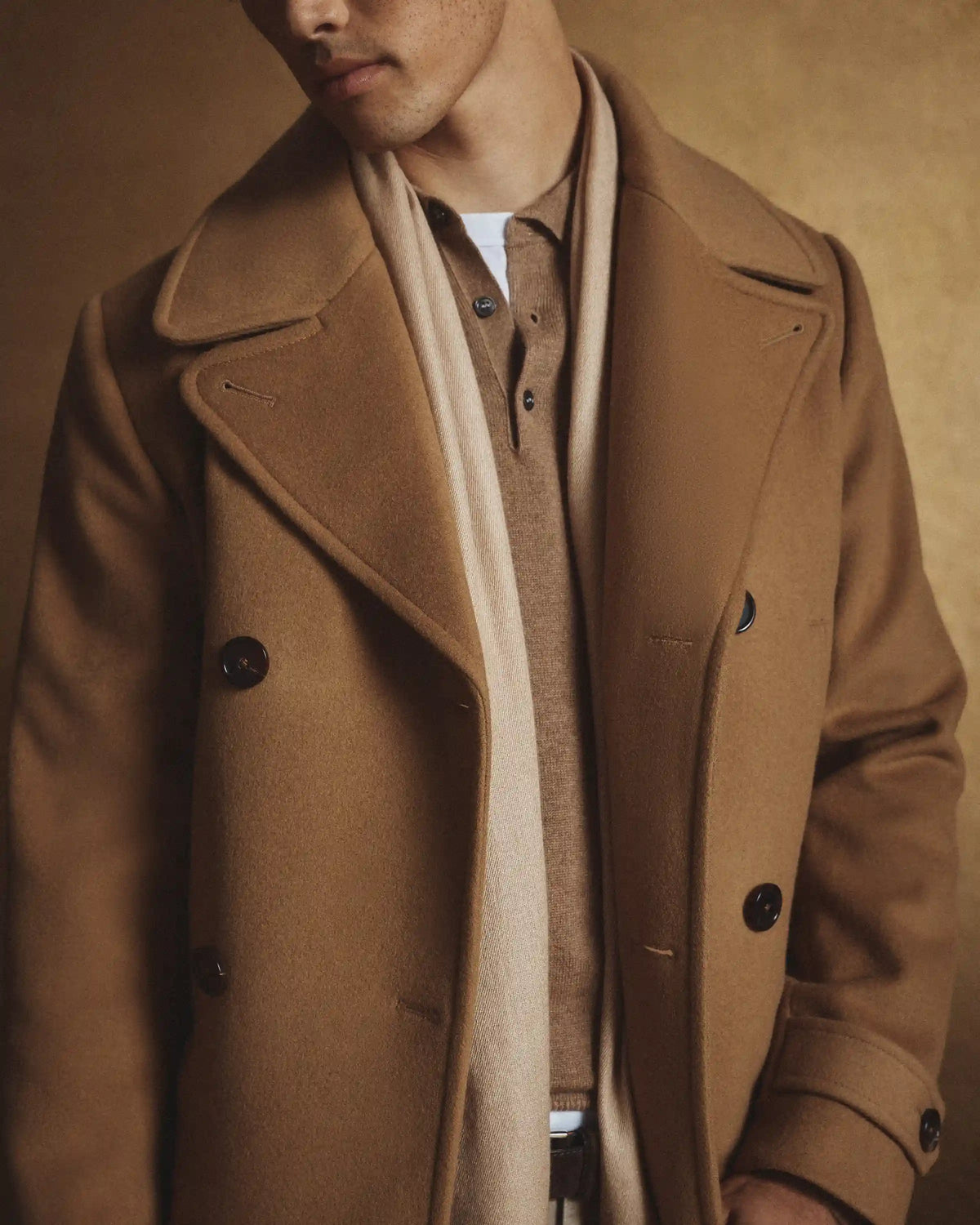 Italian Wool Double-Breasted Officer Topcoat