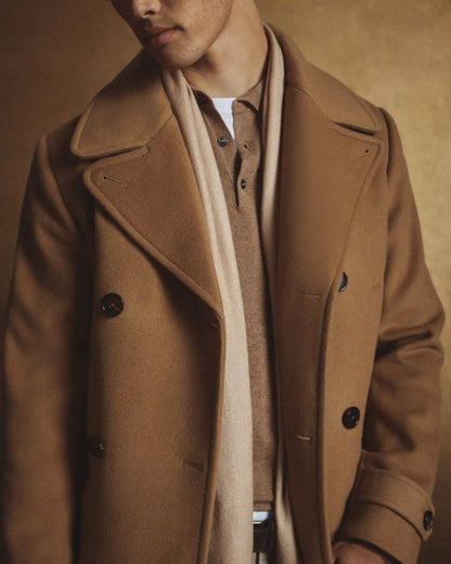 Italian Wool Double-Breasted Officer Topcoat