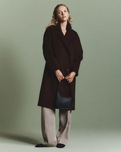 Italian Wool Double-Breasted Slouch Coat
