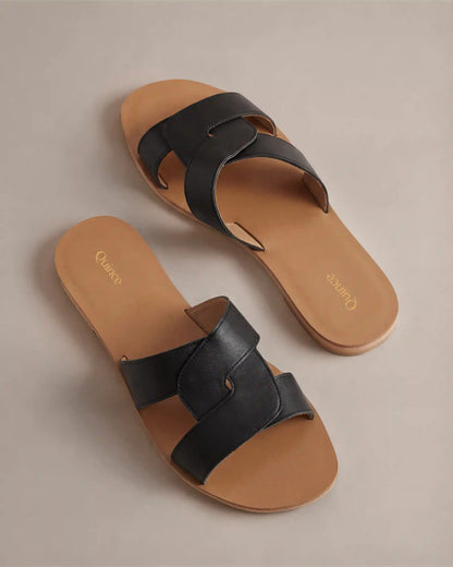 Italian Leather Cutout Slide Sandal